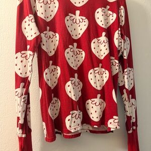 Rare Big Bud Press Strawberry Print Long Sleeve Top